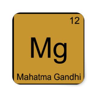 Mg   Mahatma Gandhi Funny Chemistry Element Symbol Square Stickers