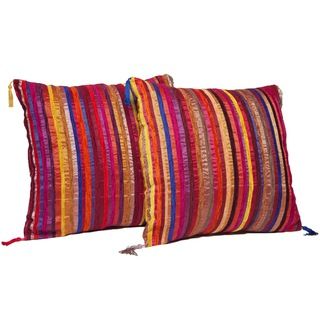 Set of Two Multi Stripe Throw Pillows (Morocco) Throw Pillows & Covers
