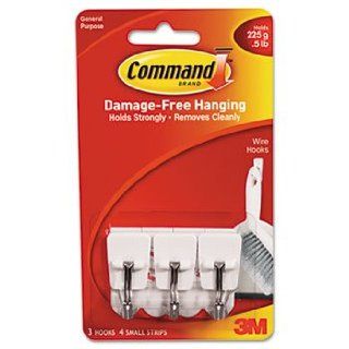 General Purpose Hooks, Small, Holds 1/2 lb, White, 3/Pack