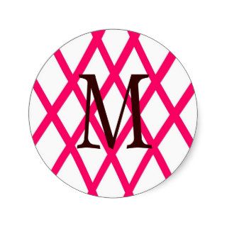 Modern Monogrammed Lattice in Pink Stickers
