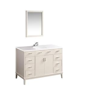 Simpli Home Urban Loft 48 in. Vanity in White with Quartz Marble Vanity Top in White and Undermounted Oval Sink NL URBAN SW 48 2A