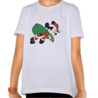 Mickey Mouse Santa carrying sneaking with sack bag Shirts