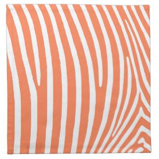 Coral Zebra Stripes Cloth Napkins