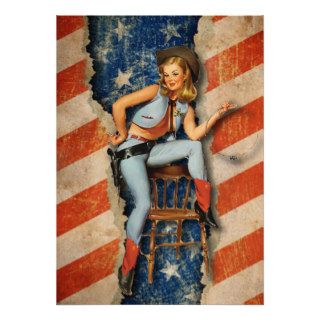 Patriotic Naughty CowGirl  July 4th Party invites