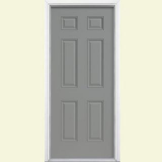 Masonite 6 Panel Painted Smooth Fiberglass Entry Door with Brickmold 34498