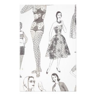Vintage Fashion Sketches Stationery Design