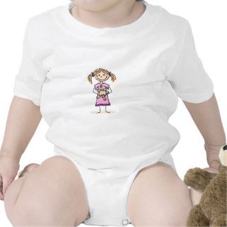 Jump suit Cute little girl holding her teddy bear Shirt