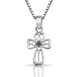 10k White Gold Diamond Accent Black Diamond Cross Necklace Diamond Necklaces