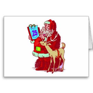Santa Reindeer Greeting Cards