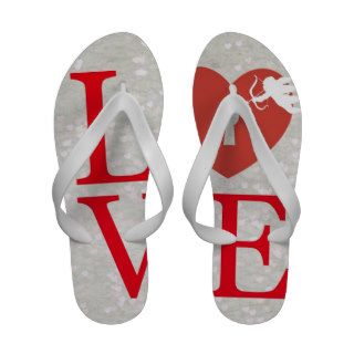 Red Heart Cupid and LOVE Flip Flops