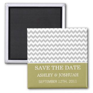 Green & Gray Chevron Save The Date Magnets