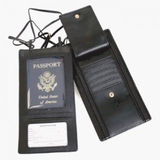 Security Passport Wallet in Black Leather w Snap & Zip Closures Clothing