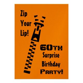 60th SURPRISE Orange Birthday Party Metallic Paper Personalized Invite
