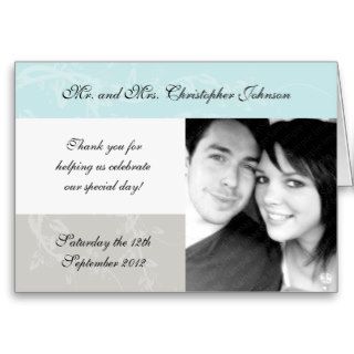 Pale Blue and Grey Wedding Thank You Cards