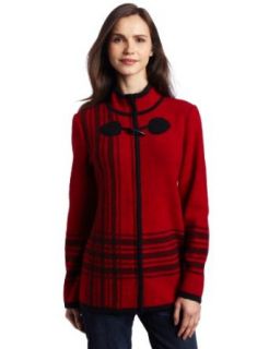 Pendleton Women's Stadium Sweater Coat, Cheery Red/Black, X Small