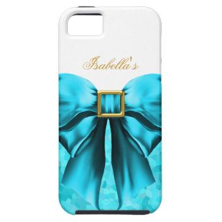 iPhone 5 Teal Blue Gold White Bow Image iPhone 5 Covers