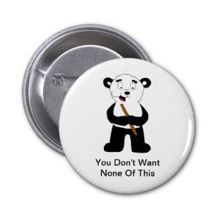 Cartoon Panda Eating Bamboo Pinback Buttons