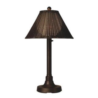 Patio Living Concepts Tahiti II 34 in. Outdoor Bronze Table Lamp with Walnut Wicker Shade 17217