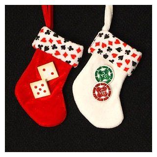 5.75" White Casino Gambling Poker Chips Mini Christmas Stocking  
