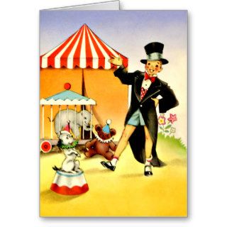 Circus Animals   Retro Little Boy Happy Birthday Card