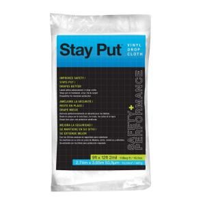 Stay Put 9 ft. x 12 ft. Plastic Drop Cloth 04301/HD