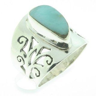 925 Sterling Silver LARIMAR Ring, Size 7, 7g Jewelry