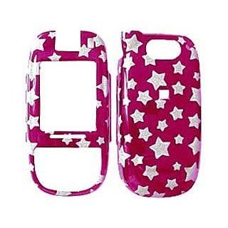 Glitter Stars on Hot Pink   LG CU320 Hard Case   Snap on Cell Phone Faceplate Cover Electronics