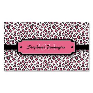 Trendy pink leopard graduation custom name card business card template