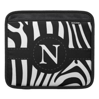 Zebra stripes monogram initial letter N, gift Sleeve For iPads