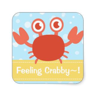 Cute Cartoon Red Crab with Bubbles Background Sticker