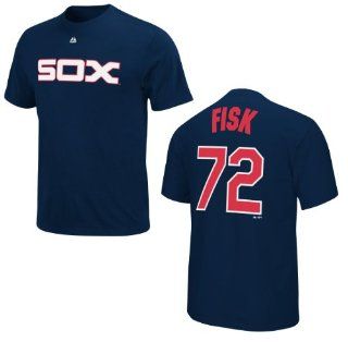 Chicago White Sox Carlton Fisk Name and Number Navy T Shirt  Baseball Apparel  Sports & Outdoors