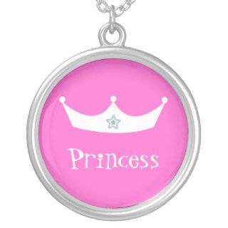 Pretty Customizable Pink & White Princess Crown Necklaces