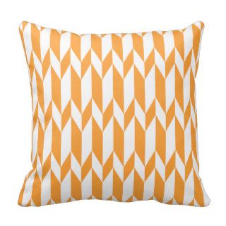 Orange and White Abstract Graphic Pattern. Throw Pillows
