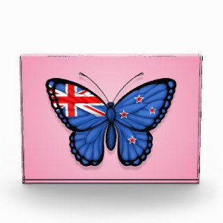 New Zealand Butterfly Flag on Pink Acrylic Award