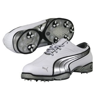 Puma Men's Cell Fusion White/ Silver/ Black Golf Shoes Puma Men's Golf Shoes