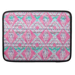 Girly Floral Aztec Pattern Pink Diamond Shapes Sleeves For MacBook Pro