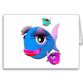 Cartoon Fish with BIg Lips and Eyelashes Card