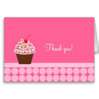 Yummy Cupcake Folded Thank you notes Greeting Card