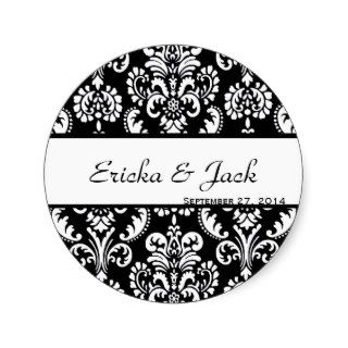 Black and White Damask Wedding Wedding Sticker