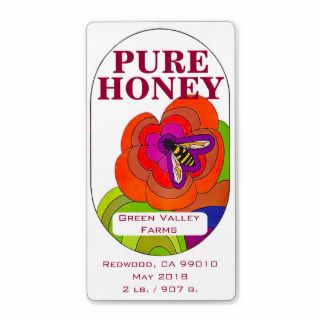 Pure Honey Jar 2 lbs./907 g. Custom Shipping Labels