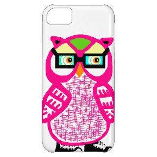 Funny Pink Hipster Owl iPhone 5 White Case iPhone 5C Case