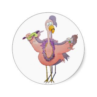 Pink Party Bird Flamingo Drink Beads Boa Stickers