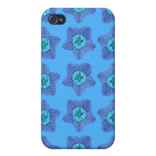 Blue Tropical Flowers Covers For iPhone 4