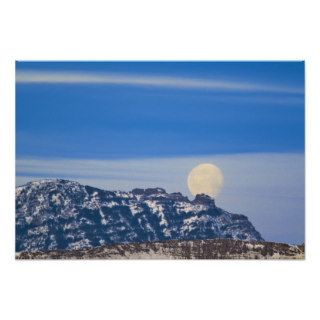 Full moon sets over Mount Cecelia near Cascade Posters