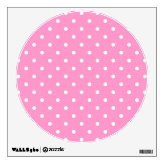 White Dots, Pink Polka Dots Pattern. Wall Graphic