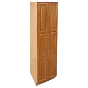 Home Decorators Collection Assembled 24x90x24 in. Utility Cabinet with 4 Rollout Trays in Laguna Cinnamon U242490 4T LCN