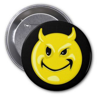 Happy Smiley Face   Little Devil Evil Smilie Pinback Buttons