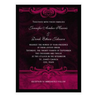 Elegant Lacey Black and Pink Wedding Invites