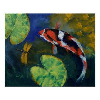 Showa Koi and Dragonfly Print