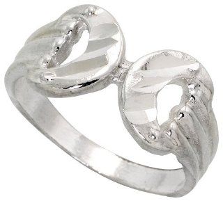 Sterling Silver Horse Bit Ring Polished finish 3/8 inch wide, sizes 6   9,  Jewelry